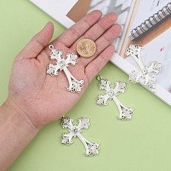 Alloy Rhinestone Cross Big Pendants&nbsp;ALRI-1475-S-RS