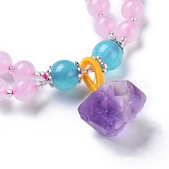 Natural Rose Quartz Stretch Multi-strand Charm Bracelets&nbsp;BJEW-I260-16