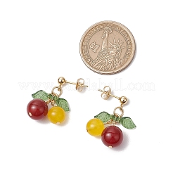Cherry Natural Mixed Stone Dangle Stud Earrings&nbsp;EJEW-TA00627