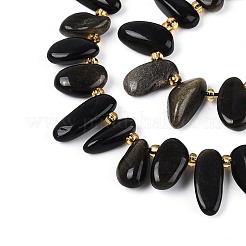Natural Golden Sheen Obsidian Beads Strands&nbsp;G-Z091-A39