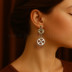 2 Pairs Alloy Toothed Wheel Dangle Stud Earrings&nbsp;EJEW-HY0001-19B