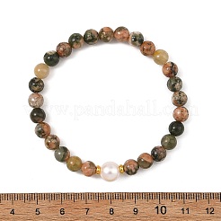 3Pcs 3 Styles Natural Green Rutilated Quartz & Agate & Apatite Round Beaded Stretch Bracelet Sets for Women&nbsp;BJEW-JB14289