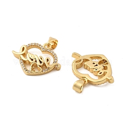 Brass Micro Pave Cubic Zirconia Pendants&nbsp;KK-R229-11G-C