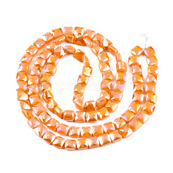 Electroplate Opaque Solid Color Glass Beads Strands&nbsp;EGLA-N002-42-04