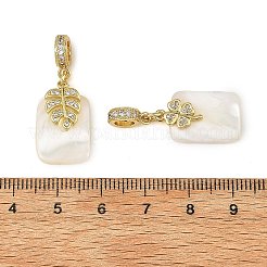 4Pcs Brass Micro Pave Clear Cubic Zirconia European Dangle Charms&nbsp;PALLOY-JF05994