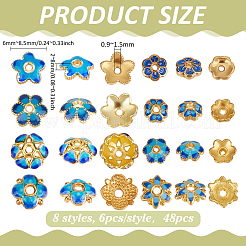 48Pcs 8 Styles Brass Enamel Bead Caps&nbsp;KK-PH0014-51