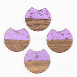 Transparent Resin & Walnut Wood Pendants&nbsp;X-RESI-S389-001A-B
