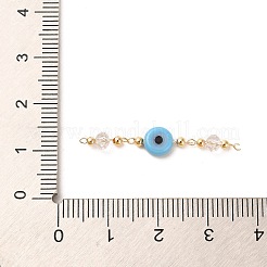 Handmade Evil Eye Lampwork with Glass Handmade Beaded Links Connectors&nbsp;KK-M266-09G-05