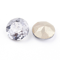 Pointed Back & Back Plated Glass Rhinestone Cabochons&nbsp;RGLA-J012-8mm-001YP
