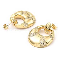 Rack Plating Brass Micro Pave Clear Cubic Zirconia Dangle Stud Earrings&nbsp;EJEW-M223-10G