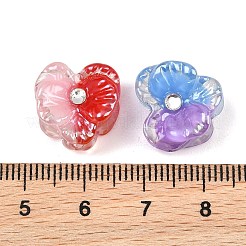 Two Tone Transparent Resin & Rhinestone Beads&nbsp;RE-CBAC4C7-04