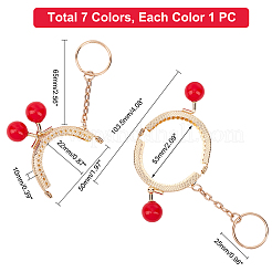 7Pcs 7 Colors Resin Bead with Iron Purse Frame Handle&nbsp;FIND-PH0001-34