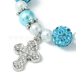 Cross Alloy Rhinestone Pendant Bracelet for Women&nbsp;BJEW-JB09485