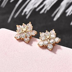 Brass Micro Pave Cubic Zirconia Stud Earrings&nbsp;EJEW-R018-10G-01