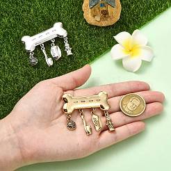 2Pcs 2 Colors Bone Zinc Alloy Lapel Pins for Backpack Clothes&nbsp;JEWB-CJ0003-14