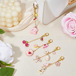 5Pcs Alloy Enamel & Handmade Polymer Clay & Resin Pendant Decorations&nbsp;HJEW-HS00094