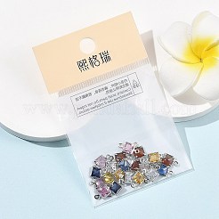 SHEGRACE Brass Pave Cubic Zirconia Square Connector Charms&nbsp;XGRQ2O044-440P