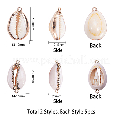 Electroplate Cowrie Shell Links&nbsp;SSHEL-SC0001-01G