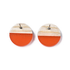 Transparent Resin & Wood Stud Earrings&nbsp;EJEW-N017-003A-D07