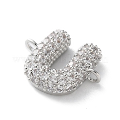 Brass Micro Pave Cubic Zirconia Letter Links&nbsp;KK-I717-04U-P