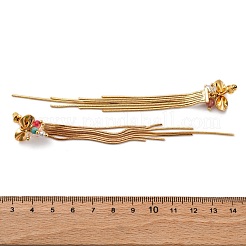 Brass Bowknot Tassel Stud Earrings&nbsp;EJEW-R014-14G