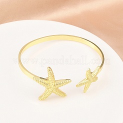 Marine Organism Brass Cuff Bangles for Women&nbsp;BJEW-D368-03D-G