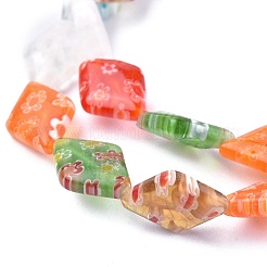 Rhombus Handmade Millefiori Glass Beads&nbsp;LK-R004-48