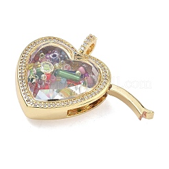 Brass Micro Pave Clear Cubic Zirconia Pendants&nbsp;KK-C251-07G-01