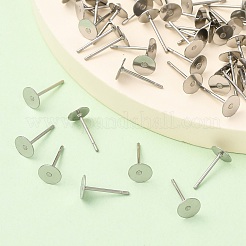 Tarnish Resistant 316 Surgical Stainless Steel Flat Round Blank Peg Stud Earring Settings&nbsp;STAS-R073-06