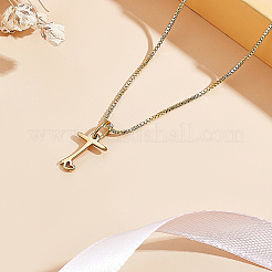 1pc Brass Chain & 304 Stainless Steel Letter Pendant Necklaces&nbsp;NJEW-LP0001-40T-G
