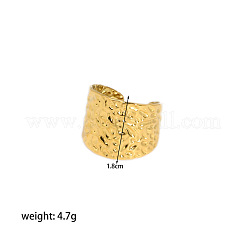 Adjustable 304 Stainless Steel Textured Wide Cuff Rings with Folded Wrinkles for Women&nbsp;GM6773