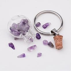 Mixed Shapes Glass Bottle with Gemstone inside Keychain&nbsp;KEYC-JKC00070