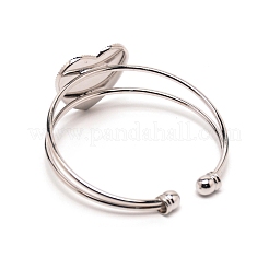 Heart Double Layered Wire Wrap Cuff Bangle&nbsp;BJEW-WH0015-02P