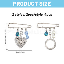 4Pcs 2 Styles 316 Stainless Steel and Alloy Diffuser Locket Pendants Brooches Sets&nbsp;JEWB-CA00014