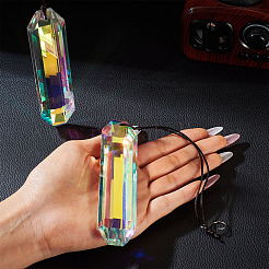 2Pcs Rectangle Glass Hanging Ornaments&nbsp;HJEW-TAC0187
