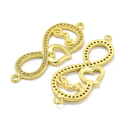 Rack Plating Brass Micro Pave Clear Cubic Zirconia Infinity with Heart Links&nbsp;KK-B091-48G-03
