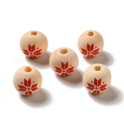 Christmas Snowflake Printed Wood European Beads&nbsp;WOOD-K007-05B