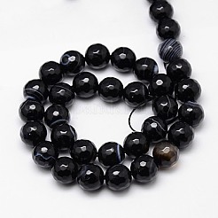 Natural Black Striped Agate/Banded Agate Beads Strands&nbsp;G-G581-10mm-03