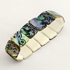 Rectangle Abalone Paua Shell Stretch Bracelets&nbsp;BJEW-Q002-01