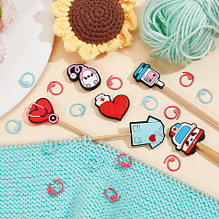 6Pcs 6 Styles Medical Theme Silicone Beads Knitting Needle Protectors/Knitting Needle Stoppers&nbsp;DIY-NB0010-41