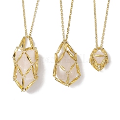 3 Pcs Crystal Stone Cage Pendant Necklaces&nbsp;NJEW-JN04751-02