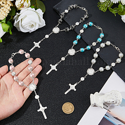 4Pcs 4 Colors Cross with Jesus Alloy Charm Bracelets&nbsp;BJEW-DC0001-10