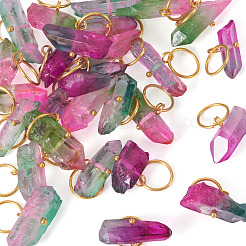 30Pcs 3 Colors Electroplated Natural Quartz Crystal Pendants&nbsp;PALLOY-TAC0227