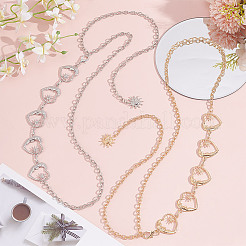 2Pcs 2 Colors Moon & Sun Alloy Link Chain Belts&nbsp;AJEW-GO0001-78A