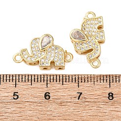 Brass Pave Clear Cubic Zirconia Elephant Links Connector Charms&nbsp;KK-K408-58G