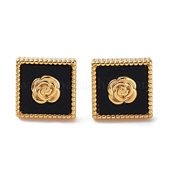 6 Pair 2 Color Square & Flower Acrylic Stud Earrings&nbsp;EJEW-A024-08