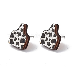 Natural Wood Stud Earrings&nbsp;EJEW-C013-01F