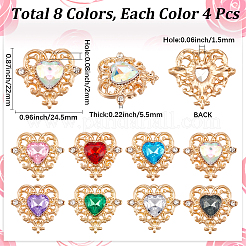 32Pcs 8 Colors Glass Pendants&nbsp;FIND-SC0015-34