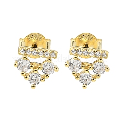 925 Sterling Silver Clear Cubic Zirconia Stud Earrings&nbsp;EJEW-Q032-01C-G