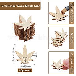 60Pcs Wood Pendants&nbsp;WOOD-FH0002-30C